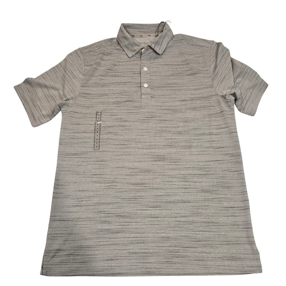 Walter Hagen Mens Clubhouse Striation Pique Polo Shirt Gray White MGA11553 New S